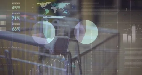 Camera refocus starting HUD fade, cart handle staying centered, charts forming Stock Footage 328521071