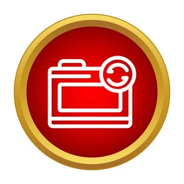 Camera refreshing icon on a red button Illustrazione stock