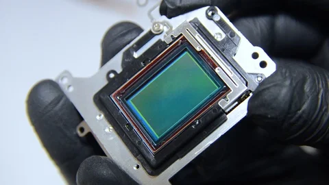 Camera repair, camera sensor for a digital camera close-up, matrix. Stock Footage 101243221