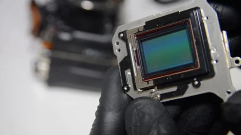 Camera repair, camera sensor for a digital camera close-up, matrix. Видео 101243365