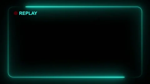 Camera Replay Screen neon line border animation isolated on black background Stock Footage 320889696