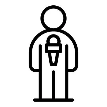 Camera reporter interview icon outline vector. Media studio Stock Illustration