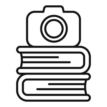 Camera resting on stack of books for photography education concept 스톡 일러스트