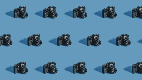 Camera Retro Pattern Blue Stock Footage 166850810