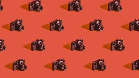 Camera Retro Pattern Diagonal Orange 스톡 동영상 166859947