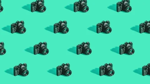 Camera Retro Pattern Diagonal Turquoise 스톡 동영상 166859938