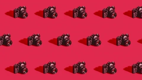 Camera Retro Pattern Red 스톡 동영상 166850923