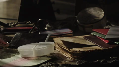 Camera Reveals Room Filled with Decades of Clutter and Personal Memories Video stock 337765307