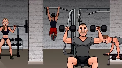 Camera ride through a gym with windows with exercising people Stock-Footage 150501438