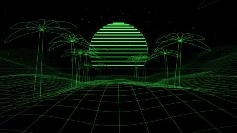 Camera Rides An Endlessly Undulating Wireframe Surface Stock-Footage 344514238