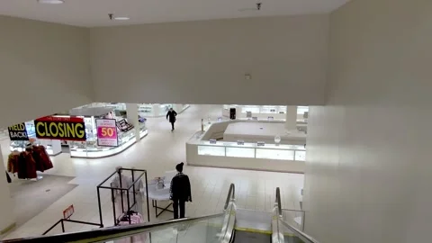 Camera riding Macy's store escalator down. Located in Franklin Park Mall. Stock Footage 297928509