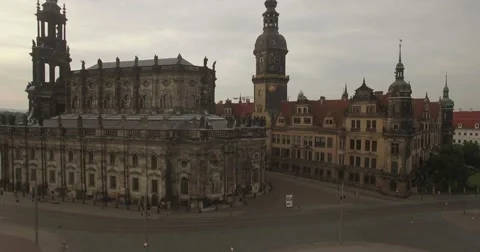 Camera rises above Hofkirche, Dresden Stock Footage 67169954