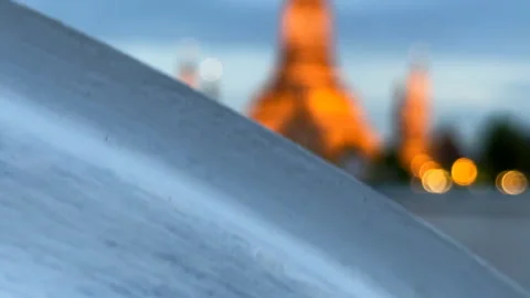 Camera rises from behind wall to reveal Chao Phraya River and Wat Arun Stock Footage 292766930