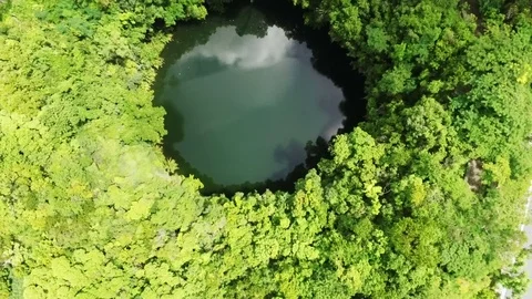 The camera rises high above the lake Stock Footage 71362772