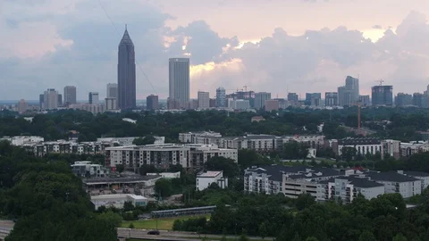 The camera rises over city Video stock 92550513