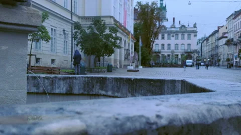 Camera rises to reveal Rynok Square, Lviv Stock Footage 166504350