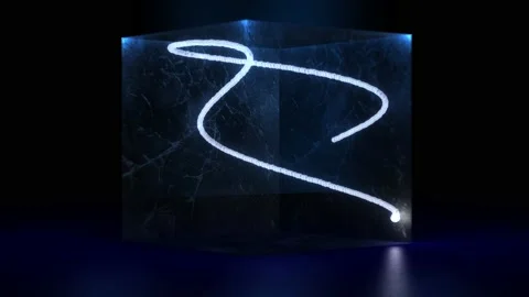 Camera rotates around a 3D Lissarjous figure trapped in a glass box in dark .. Stock-Footage 234074249