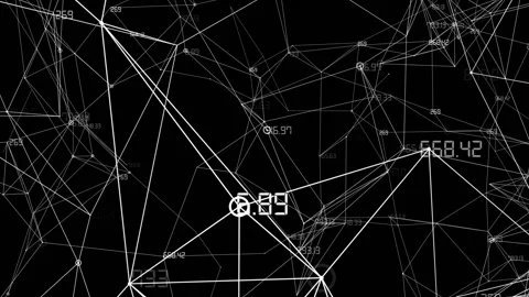 The camera rotates around a digital cloud. Seamless loop.Net connection Stock Footage 103557383