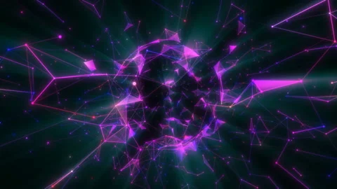 The camera rotates around neon elements forming a sphere. Seamless loop. Stock Footage 122599999