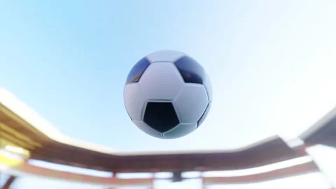 Camera rotates around soccer ball floating in the air Video stock 155440374