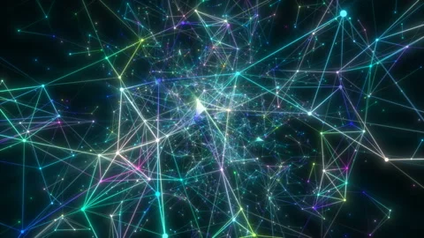 The camera rotates flying through a neon galaxy. Stock Footage 123671683