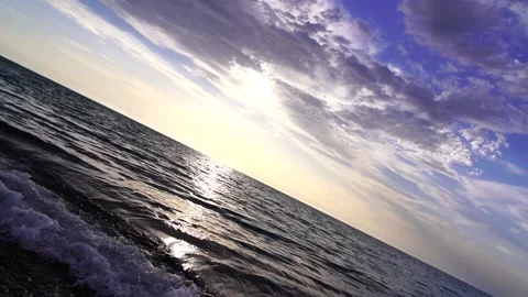 Camera rotates overlooking the sea Stock Footage 162097956