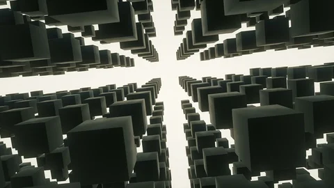 Camera rotating in a 3d black reflective cubes structure on a white background 스톡 동영상 116790079