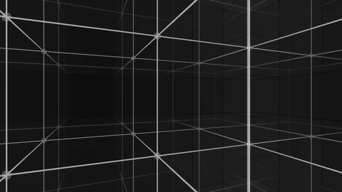 Camera rotating into a 3d grid infinite space loop Video stock 91468208