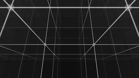 Camera rotating into a 3d grid infinite space loop 2 Video stock 91495418