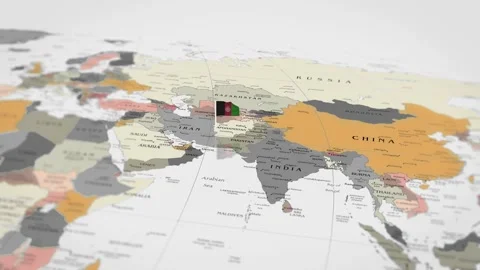 The camera rotating around Afghanistan on the world map takes the focus. Stock Footage 299939611