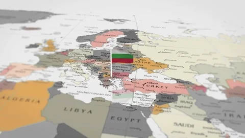 The camera rotating around Bulgaria on the world map takes the focus. Stock Footage 299938028