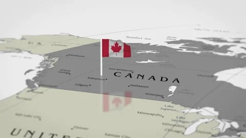 The camera rotating around Canada on the world map takes the focus. Stock Footage 297753717
