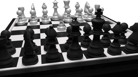 Camera rotating around the chessboard while playing the queen's gambit. Stock Footage 253514967