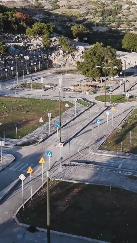 Camera rotating around empty driving school Stock Footage 290450995