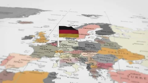The camera rotating around Germany on the world map takes the focus. Stock Footage 297752913