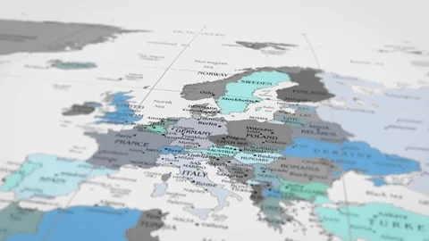 The camera rotating around Germany on the world map takes the focus. Stock Footage 297753172