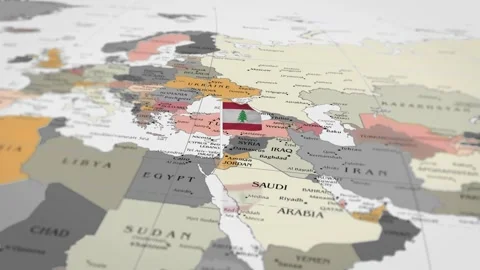 The camera rotating around Lebanon on the world map takes the focus. 스톡 동영상 299940196