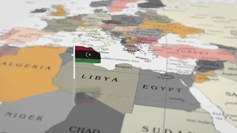The camera rotating around libya on the world map takes the focus. 스톡 동영상 297753840
