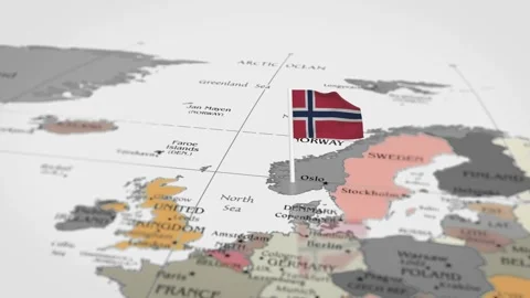 The camera rotating around  norway, on the world map takes the focus. Stock Footage 299940436