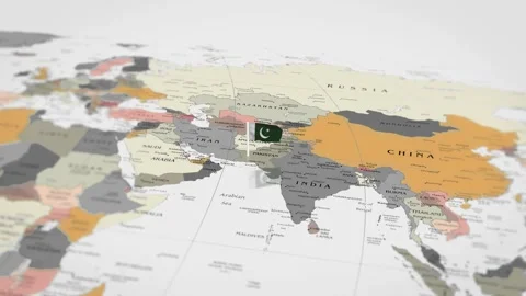 The camera rotating around Pakistan on the world map takes the focus. Stock Footage 299940666