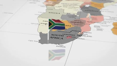 The camera rotating around South African on the world map takes the focus. Stock Footage 299939751