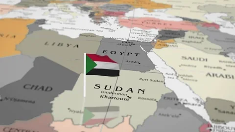 The camera rotating around  sudan, on the world map takes the focus. Stock Footage 297376515