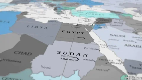 The camera rotating around sudan on the world map takes the focus. Video stock 297376579