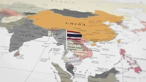 The camera rotating around Thailand on the world map takes the focus. Stock Footage 299941198