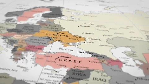 The camera rotating around Ukraine on the world map takes the focus. Stock Footage 297375890