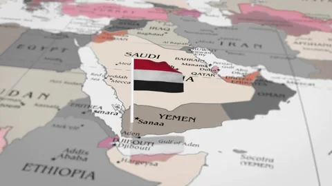 The camera rotating around  yemen on the world map takes the focus. Video stock 297375972