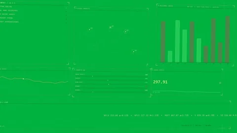 Camera rotating, dashboard updating profit and ticker on transparent background Stock Footage 333630433