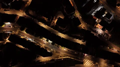 Camera rotating over empty crossroads at night Stock Footage 282606143