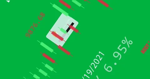 Camera rotating, zooming to candlestick trio on tooltip fade, revealing trend on Stock Footage 329548916