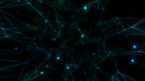 Camera rotation in futuristic space with depth of field. Dynamic particles. Big Stock-Footage 117973400